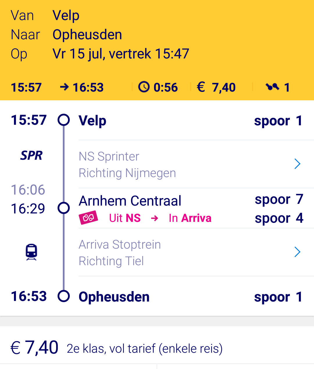 NS adviseert overstap in Arnhem