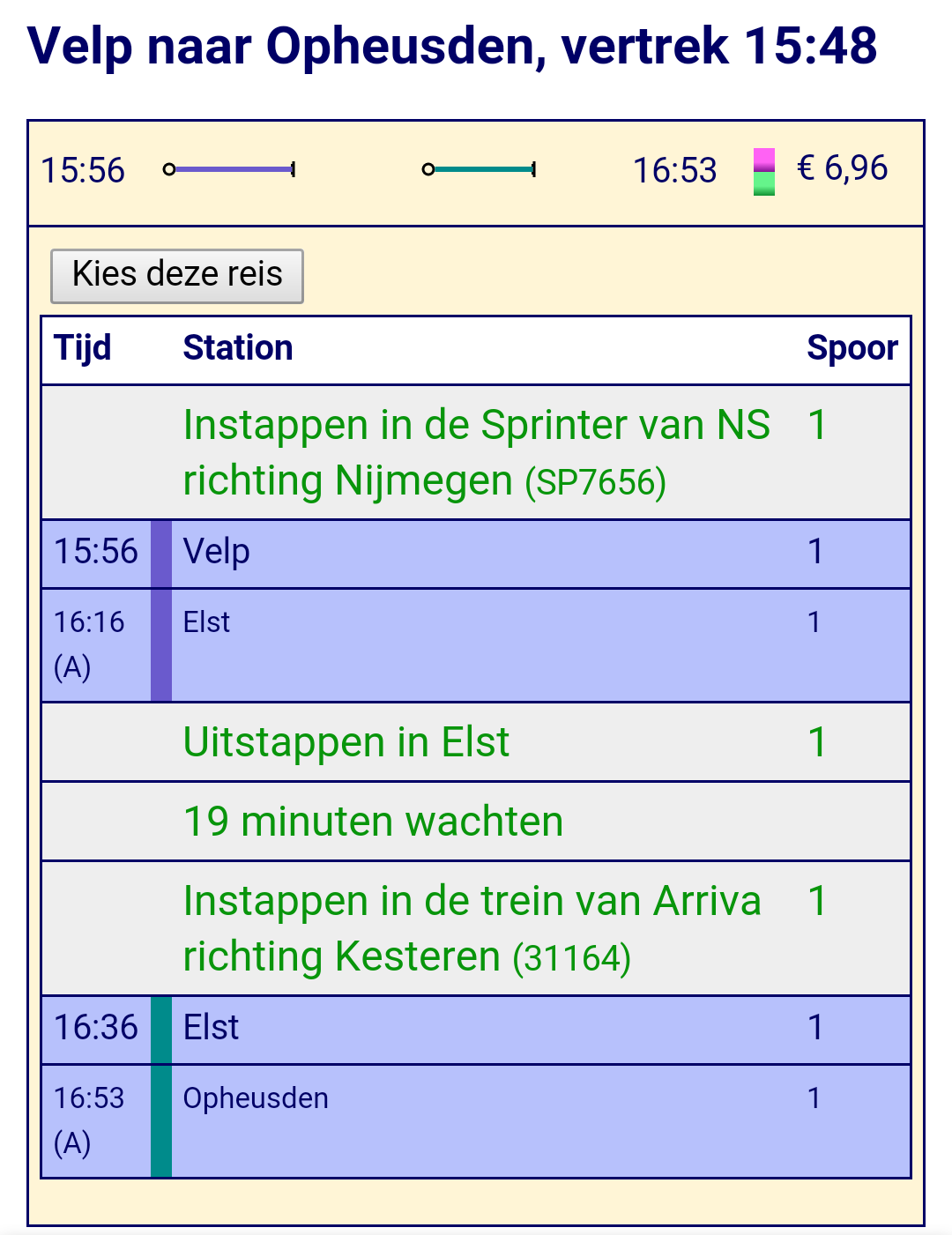 Goedkoper reisdadvies van TO door in Elst over te stappen